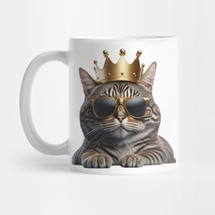 Cute Tabby Cat Wearing a Crown, Cat wearing Glasses Mug